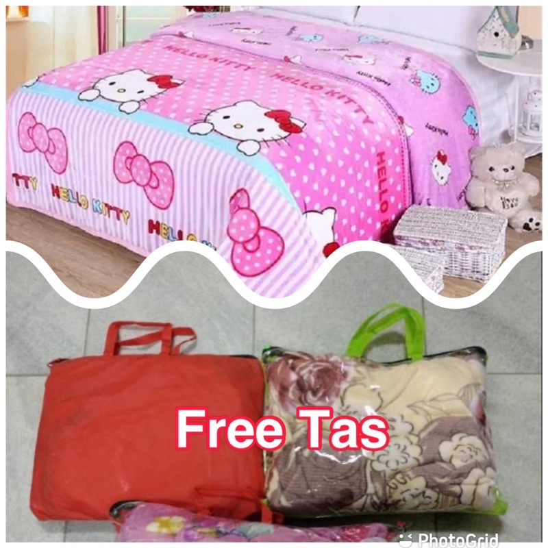 Selimut Bulu Super Halus Dan Lembut Uk 140x200 Motif Karakter Free Tas