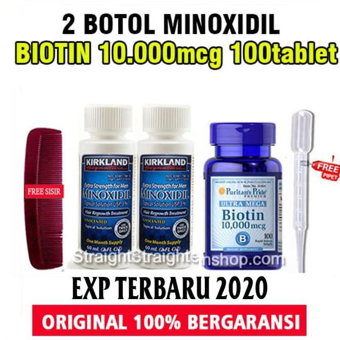 HOT PROMO PAKET 2 MINOXIDIL + BIOTIN 10.000Mcg isi 100 tablet ORIGINAL TERMURAH