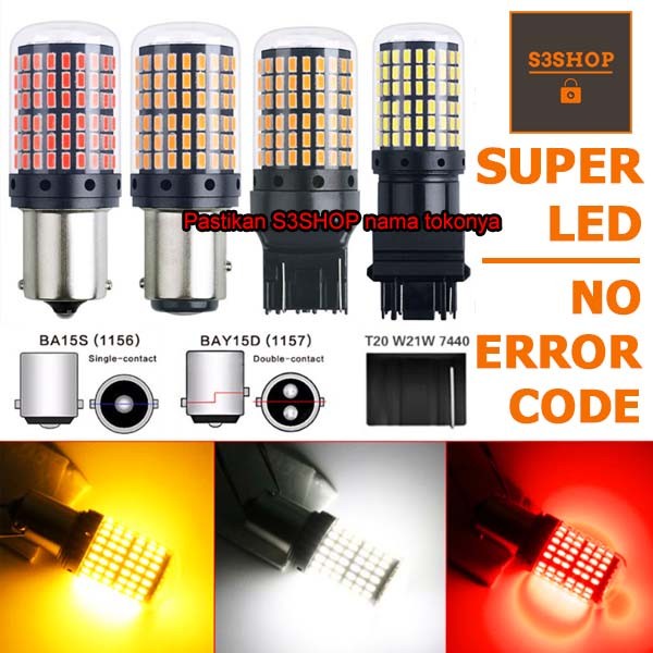 Lampu Mundur Bayonet Super LED 1157 CANBUS 144 SMD Sangat Terang