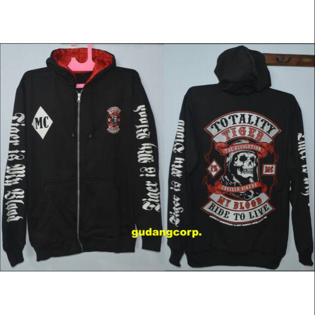 Jaket sweater hoodie honda tiger is my blood hitam motor bikers not htci html tab mbi