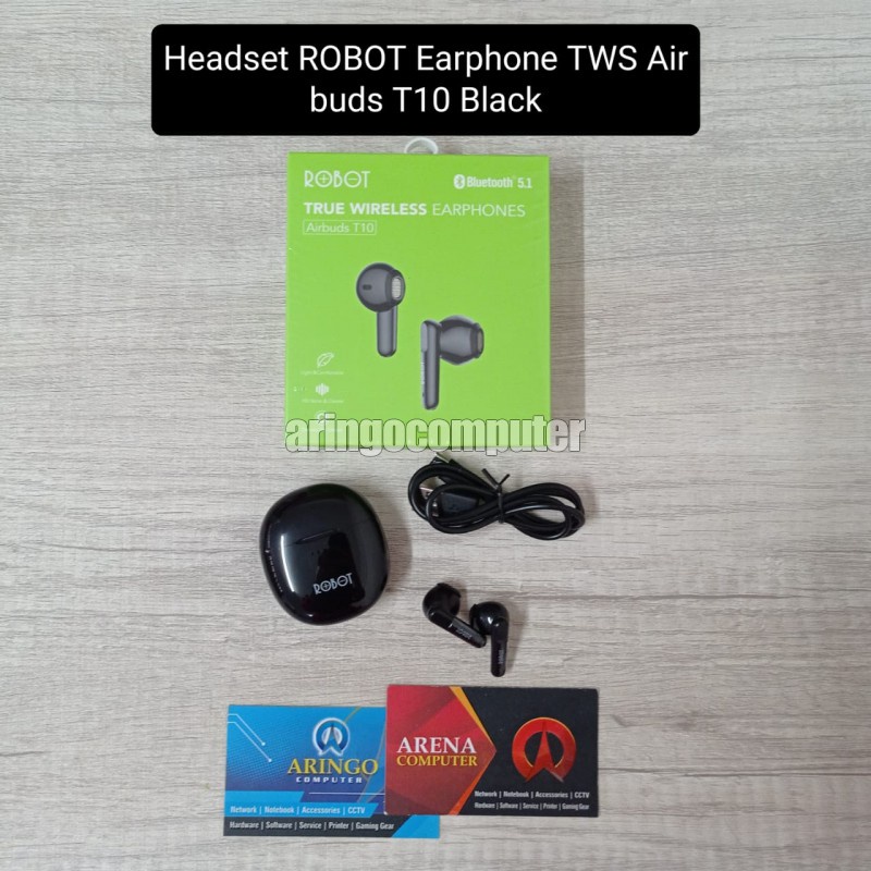 Headset ROBOT Earphone TWS Airbuds T10 Black