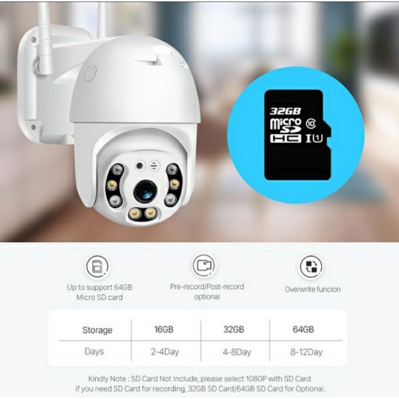 IP Camera CCTV Outdoor ICSEE 8MP 1080P PTZ Speed Dome Wireless / Cctv Malam Berwarna