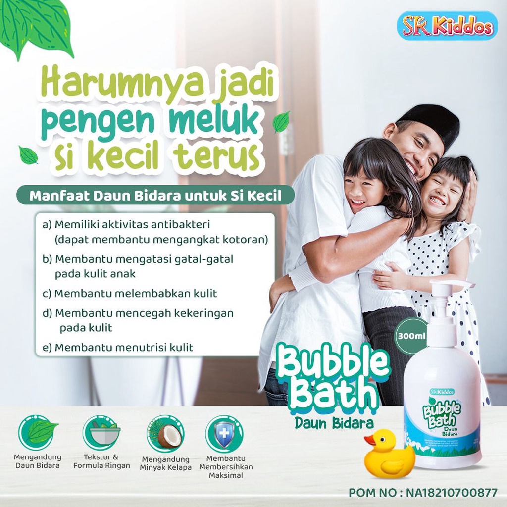 BUBBLE BATH DAUN BIDARA SR12 KIDDOS | SABUN MANDI ANAK | PERAWATAN KULIT BAYI BPOM