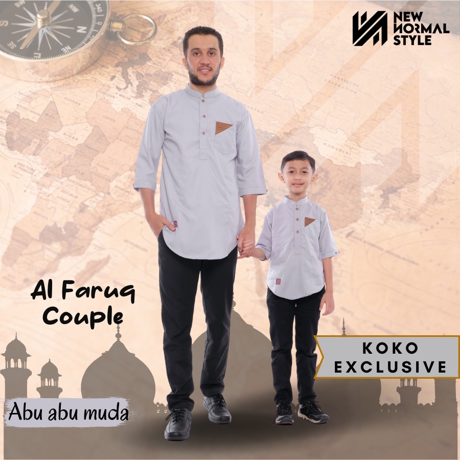 Al Faruq Couple Series Baju Kemeja koko Kokoh Kemko Pria Dewasa Couple Ayah dan Anak Laki Laki Cowok 8 10 12 13 Tahun Lengan Pendek Terbaru 2022