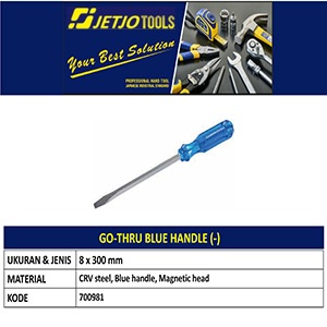 Obeng Minus 8x300mm JETJO TOOLS 700981 / Go-Thru Blue Handle (-) LAKONI PRO