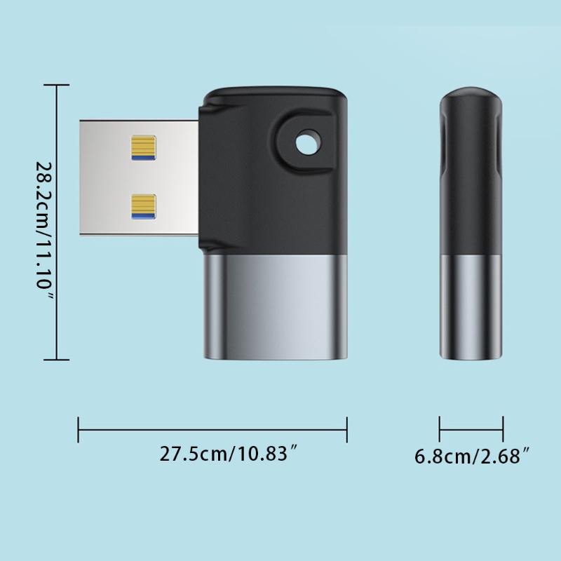 Adaptor btsg USB3.0 to Type-C Female90°Siku Sudut Kanan Converter USB C OTG Adapter