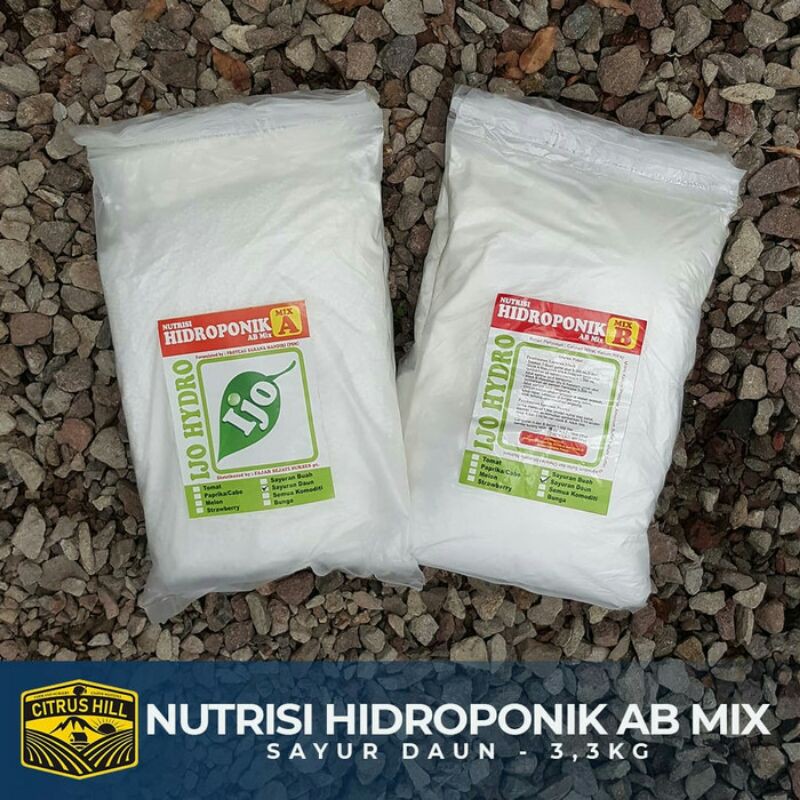 Nutrisi Hidroponik AB Mix Ijo Hydro 3,3 kg - Sayuran Daun
