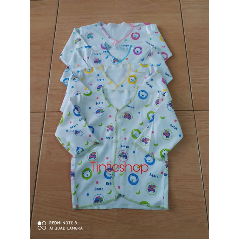 Baju bayi lengan panjang dan lengan pendek bermotif