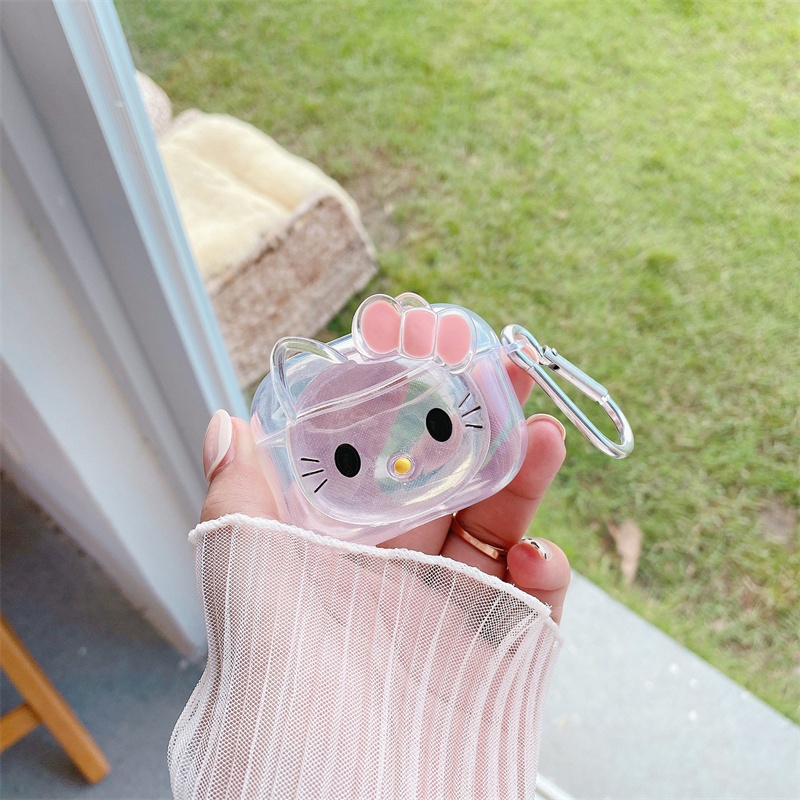 Casing Soft Case TPU Transparan Motif Kartun Beruang / Kucing 3D Untuk Airpods 1 / 2 / 3 PRO3 / 3