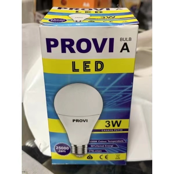 BOHLAM BOLA LAMPU LED PROVI 3W 3WATT GARANSI 1 TAHUN LAMPU LED BULB