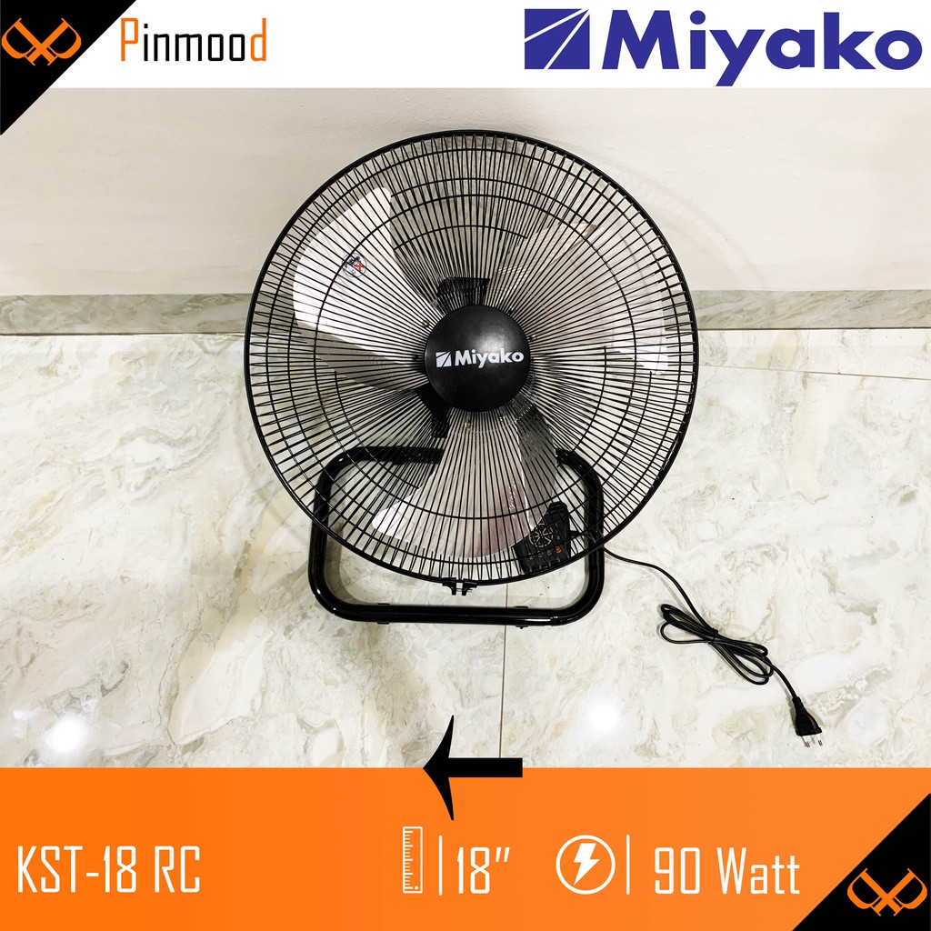 MIYAKO STAND WALL DESK FLOOR FAN / KIPAS ANGIN BERDIRI 18 INCH KST-18 RC STAINLESS STEEL 3 IN 1 REMOTE