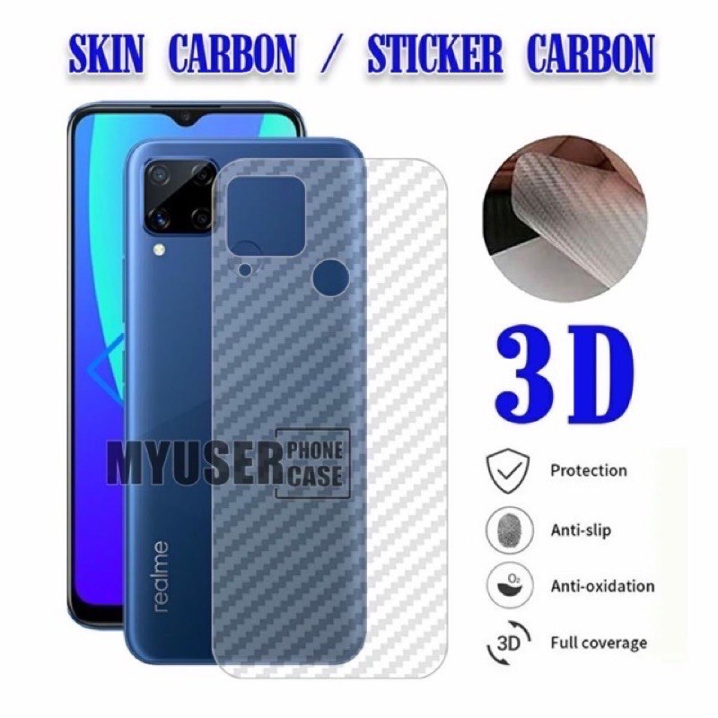 Skin Carbon REALME C11 C12 C15 NARZO 20 PRO antigores belakang Garskin Sticker