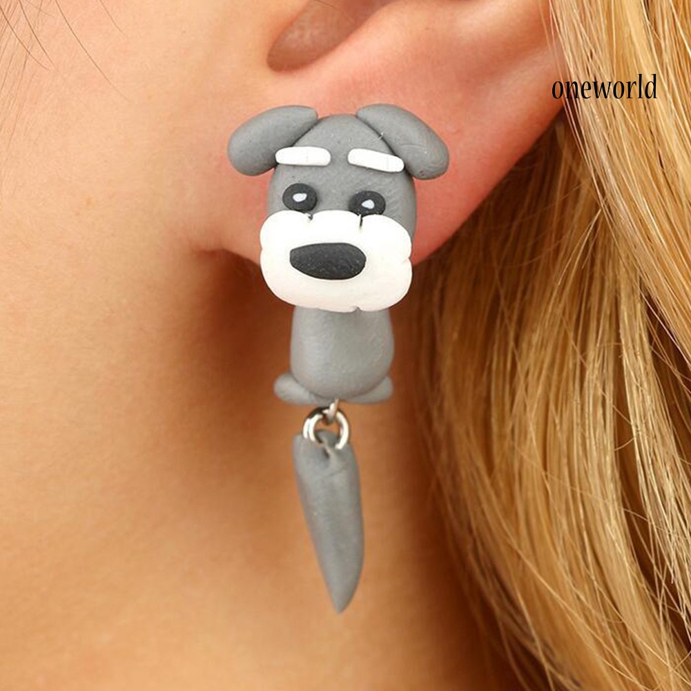 OW# Women Lovely Animal Shape Eardrop Soft Clay Ear Stud Earrings Jewelry Accessory