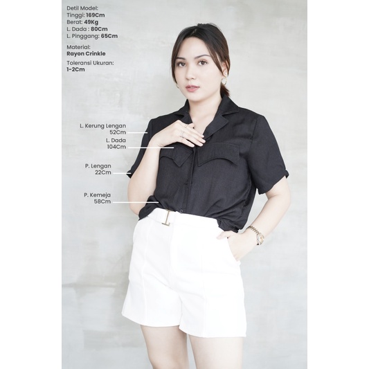 Marlen Crinkle Shirt Atasan Kemeja Wanita