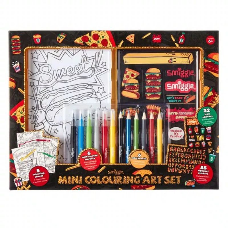 

Smiggle Mini colouring Art Set Black Burgers