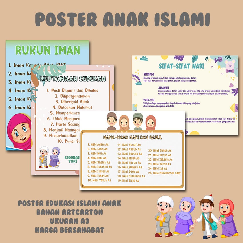 POSTER DINDING TEMA ISLAM BERKUALITAS MURAH MERIAH A3