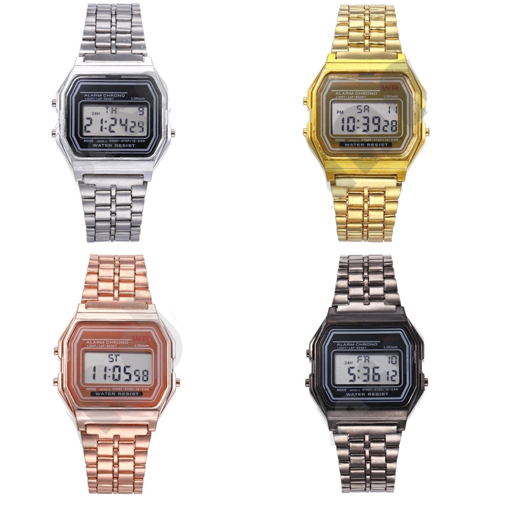 Jam Tangan Model Casio Digital Rantai Fashion Wanita Dan Pria / Jam Tangan Wanita Digital Kotak