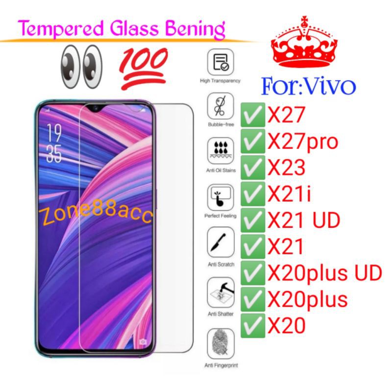 Vivo X27 X27pro X23 X23i X21 X20plus X20 Plus Pro Antigores Bening Tempered Glass Screen protec TG