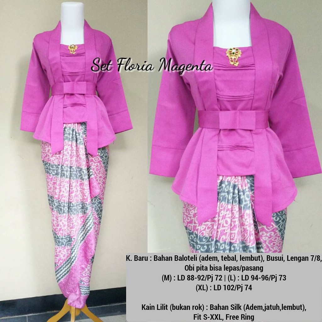 Kebaya Modern Setelan Kutu Baru Magenta dan Pilihan Lain