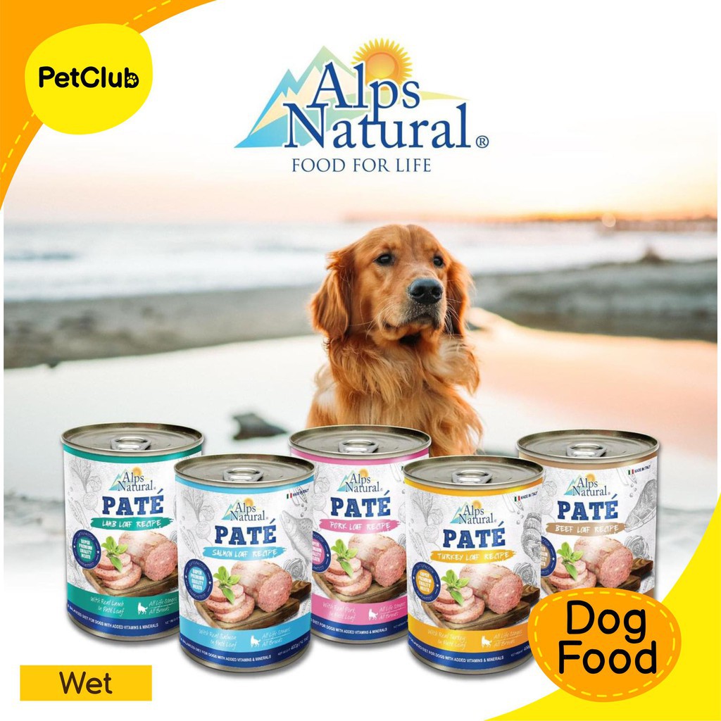 PATE Wet Dog Food 400Gram Alps Natural Makanan Basah Kaleng Anjing 400GR