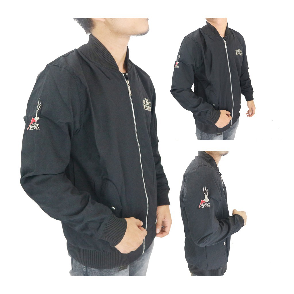 Best Item Jaket Bomber Wool Pria Polos Bordir Premium