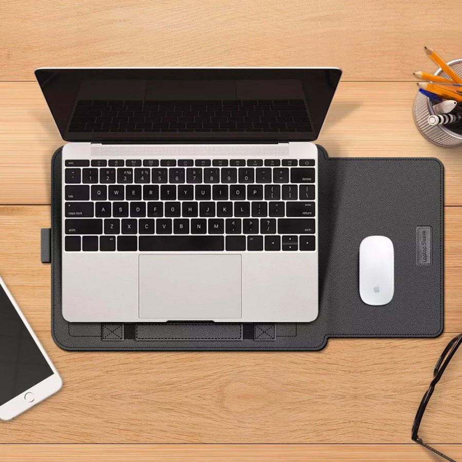 NA - Sarung Macbook Kulit + Stand Premium Leather Laptop Sleeve LE1301