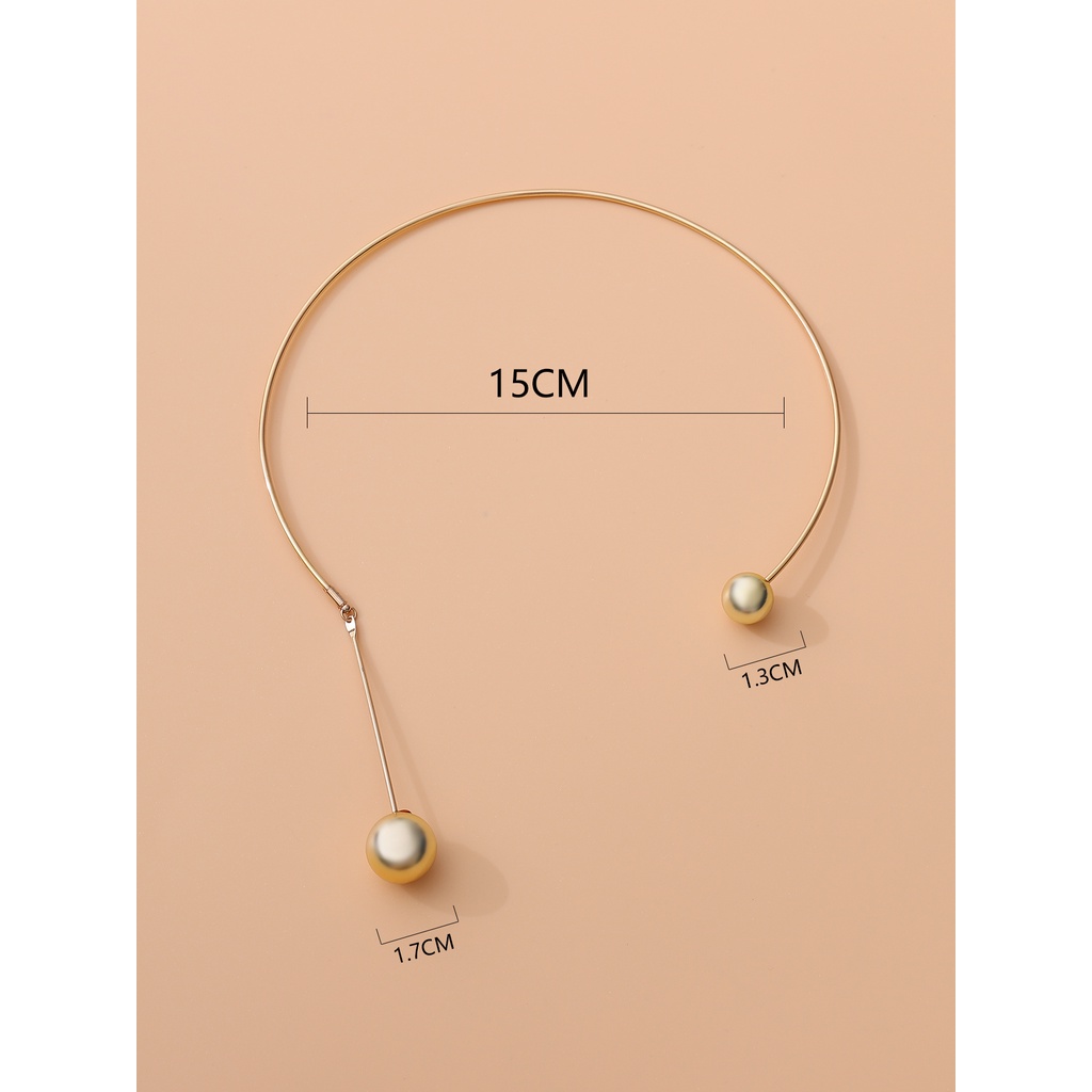 Kalung Rantai Klavikula Liontin Mutiara Geometris Gaya retro Untuk Wanita