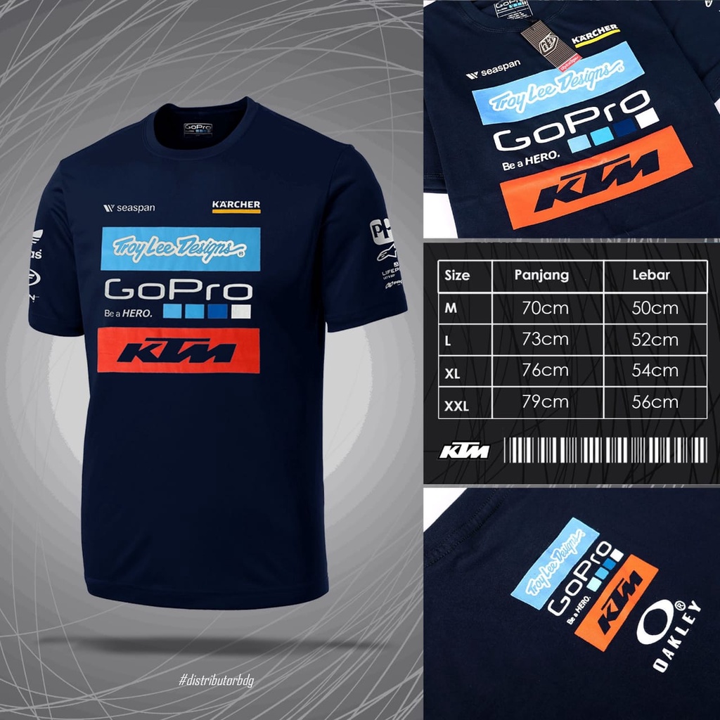 T-SHIRT KTM-TLD SPONSORSHIPS(NAVY / KAOS racing  troy lee design LENGAN PENDEK PRIA ORIGINAL trail m