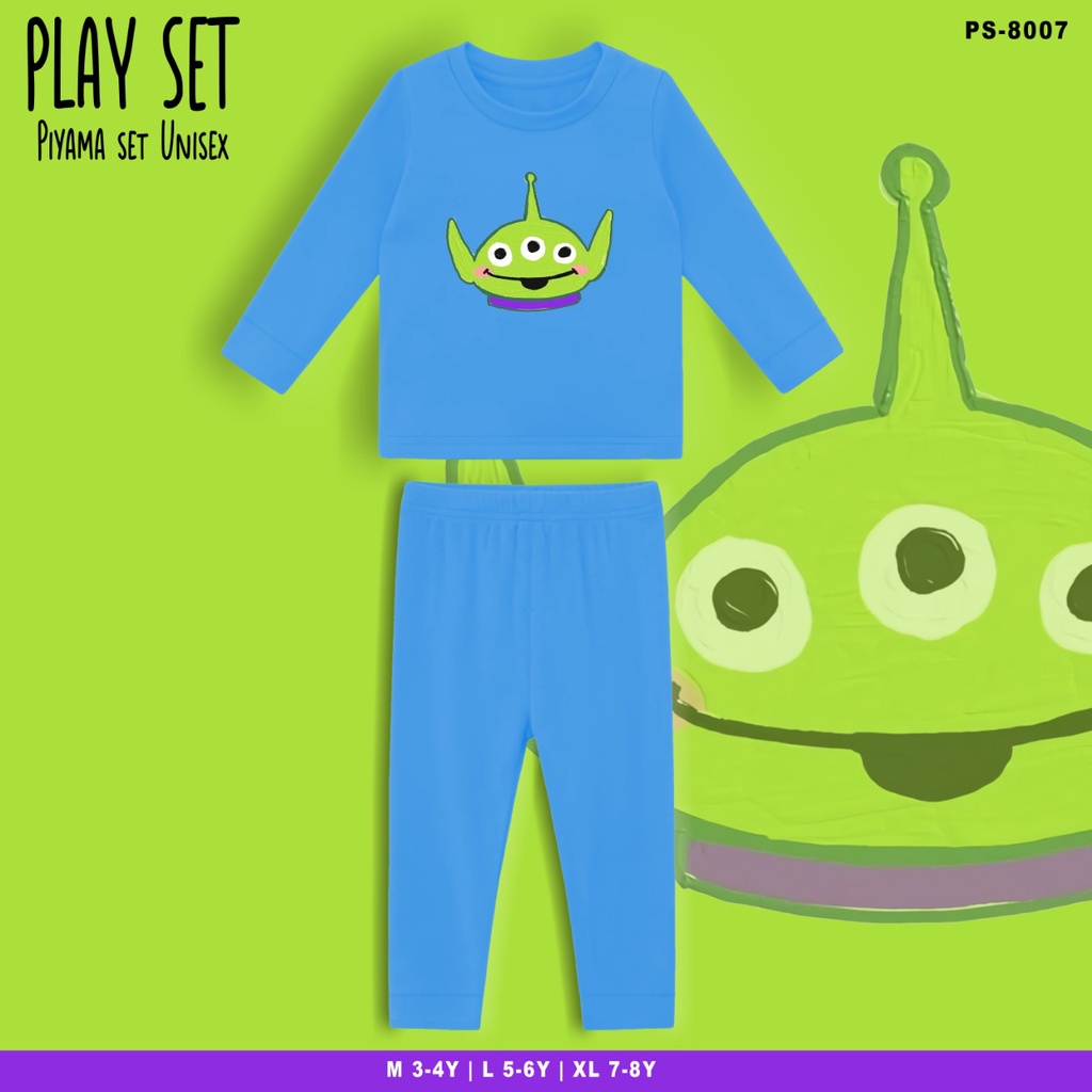 PLAYSET PAJAMAS ANAK BERGAMBAR ALLIEN / BAJU TIDUR ANAK SET / TERMURAH