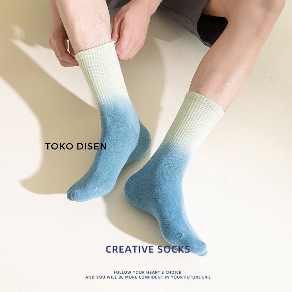 Kaos Kaki Sebetis | Trendy Socks Two Tone Fashionable Mid Calf Unisex