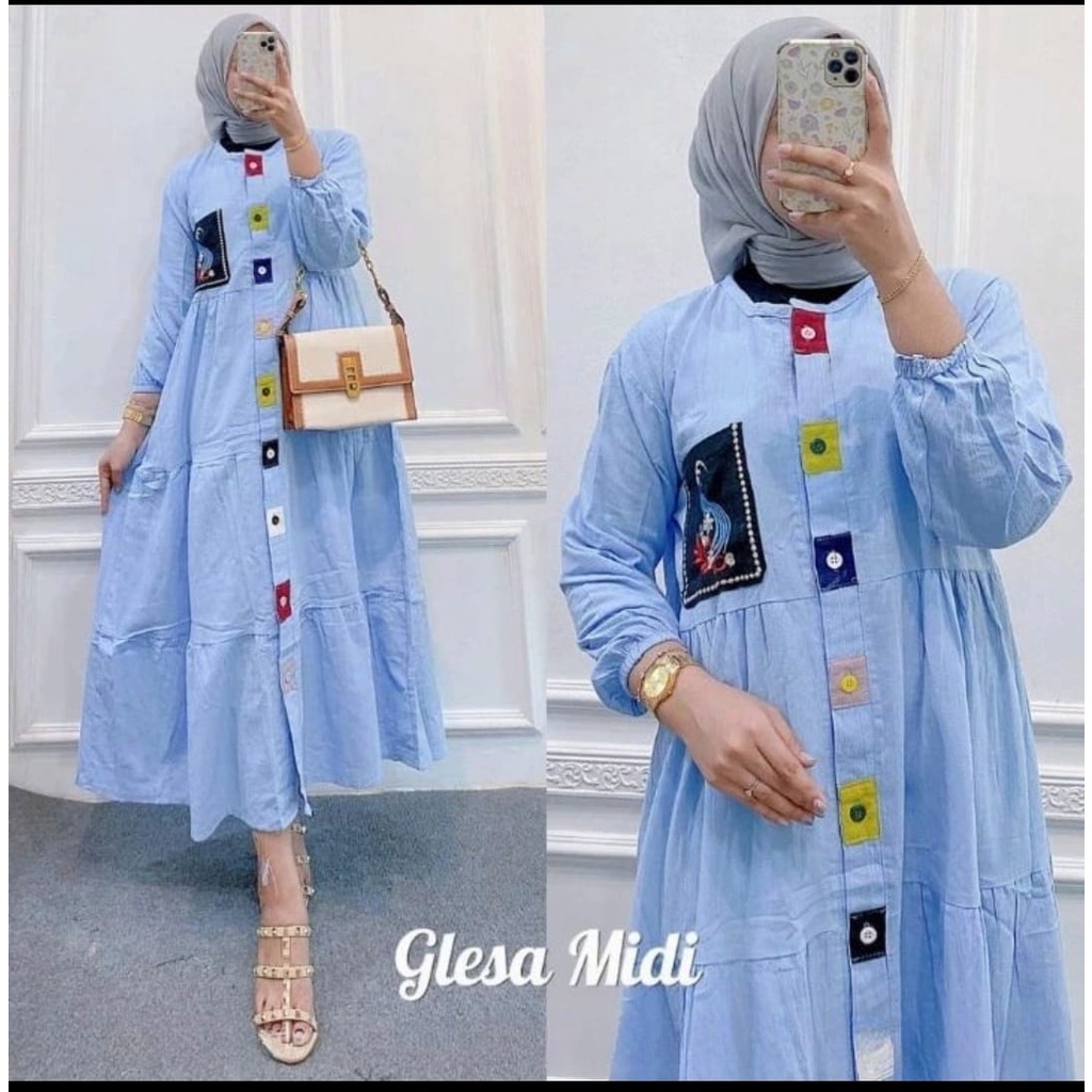 Long Tunik Glesa Midi/Over Size/Cottun Ori/Kekinian/Terndi/Terbaru Terlaris/