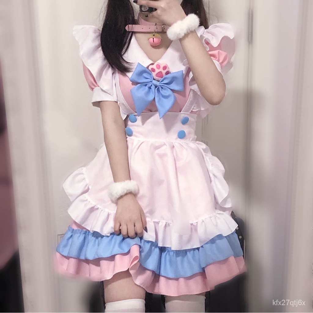 Plus Size Maid Outfit, Super Cute Big Bow Pink Blue Lolita Dress, Cute Dress, Big Boss Lolita 2ooL