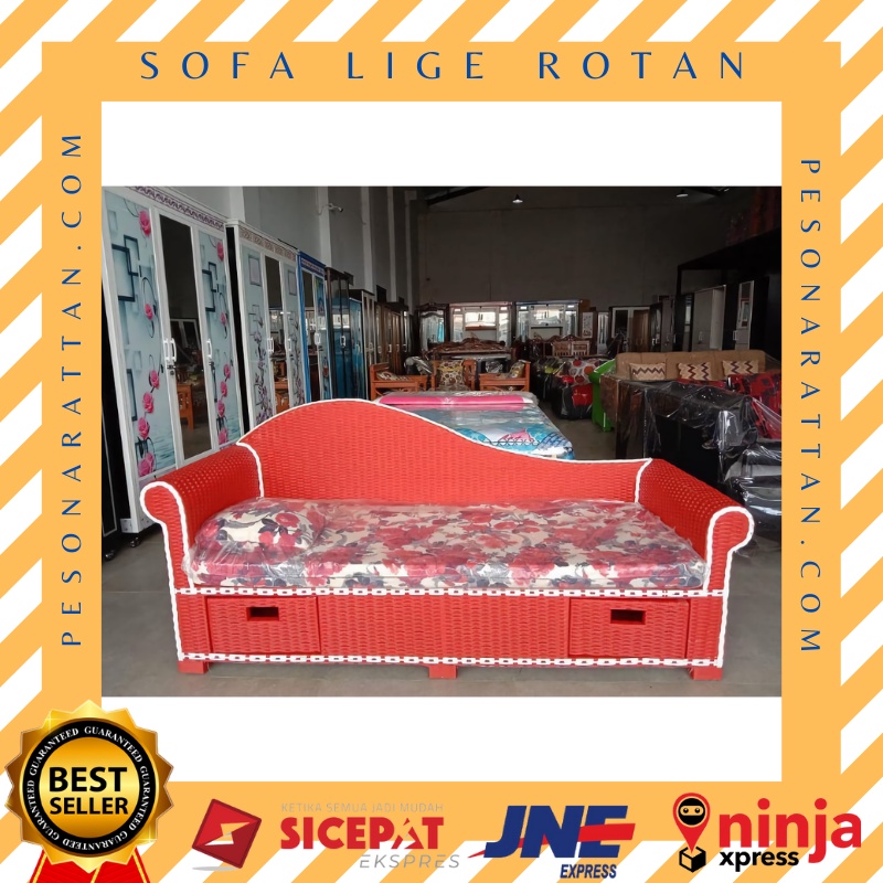 Kursi Korsi Sofa Teras Rumah Tamu Lige Santai Malas Rotan Rattan Sintetis Tamu Teras Balkon Minimali