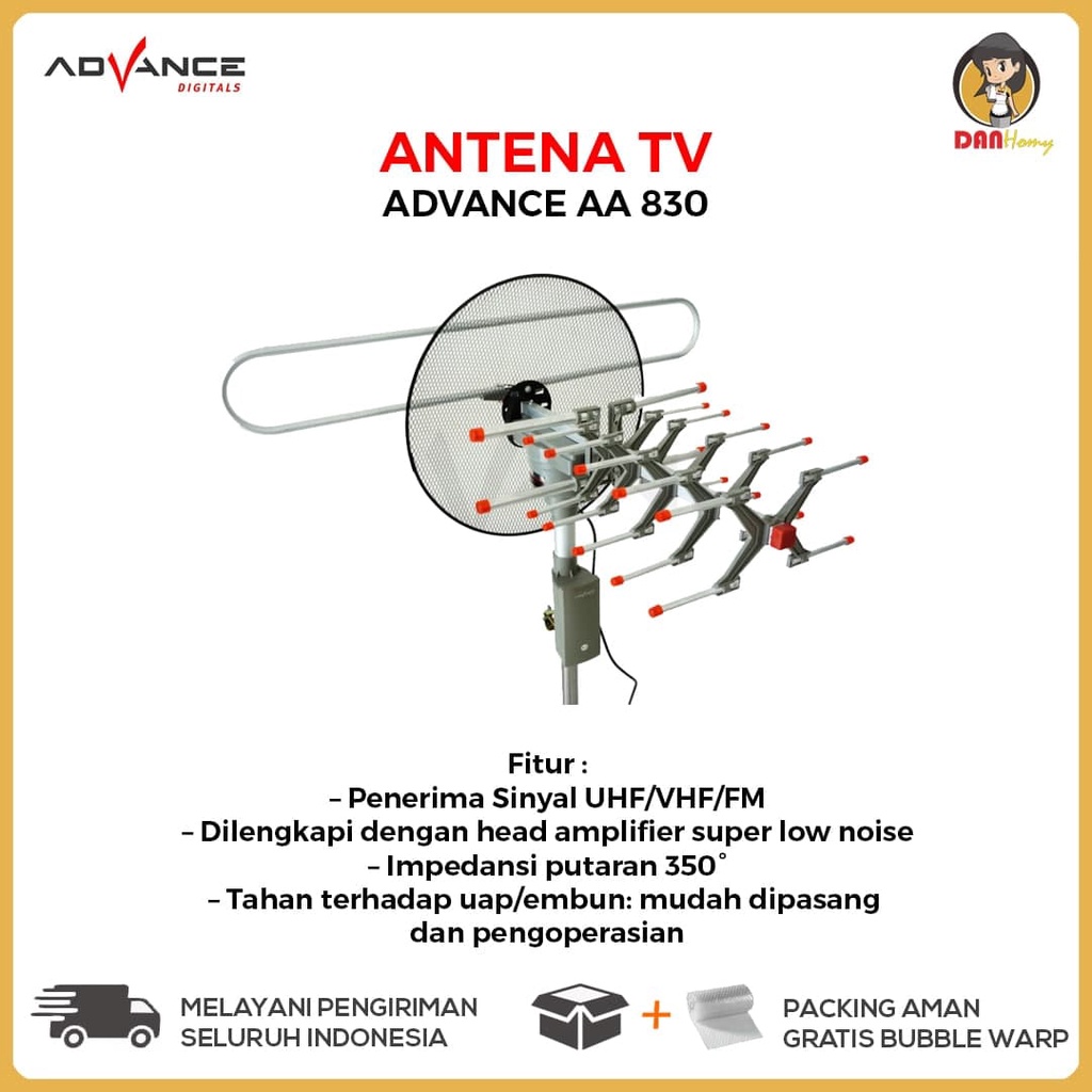 Antena TV Advance AA 830 Anten Digital TV Full HD Antene Televisi Remote Kontrol Anti Air