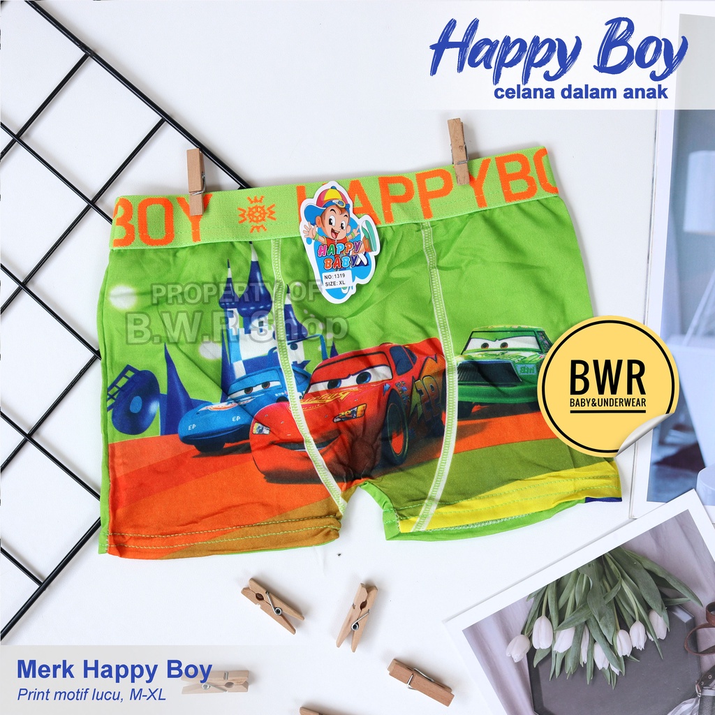 CD Boxer Anak HAPPY BOY Motif Print / Celana Dalam Anak Celana Renang Murah | Bwr IX