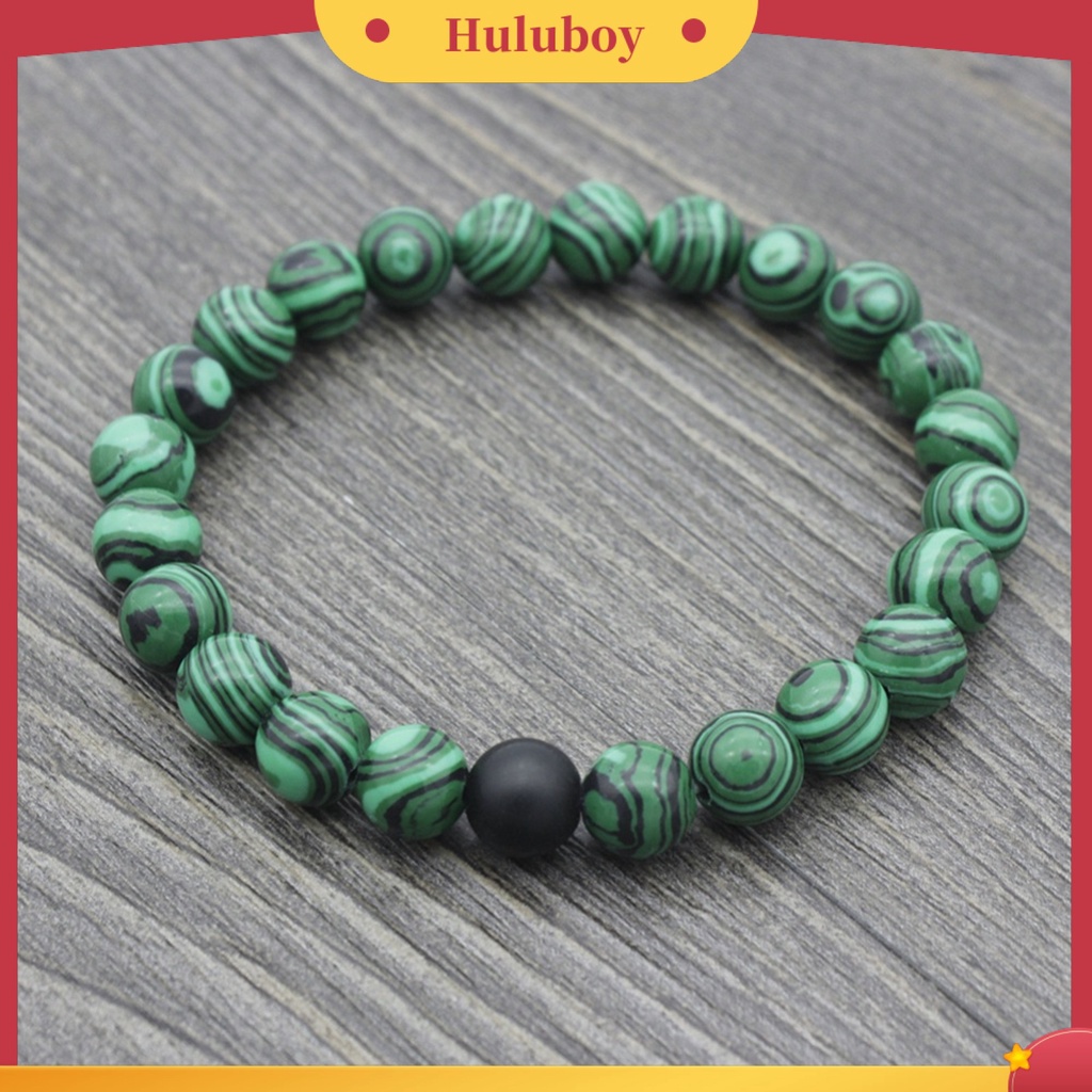 Hu Hu Hu Hu Hu Alat Bantu Pasang Kacamata♡ 1 / 2Pcs Gelang Manik-Manik Batu Malachite Imitasi Diameter 8mm Elastis Untuk Unisex