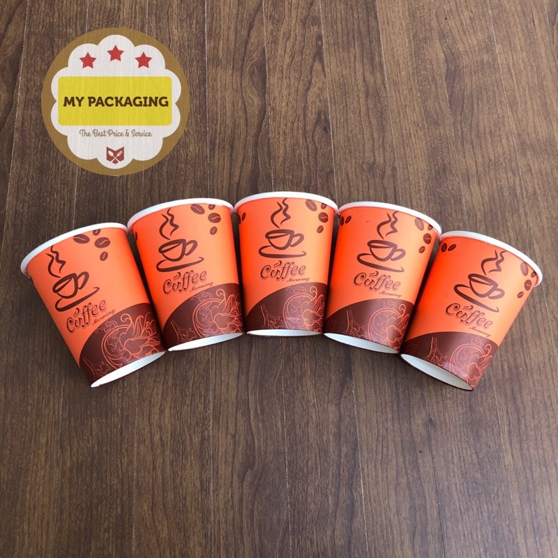 Paper Cup 8oz / Gelas Kopi Kertas - MOTIF ( Tanpa Tutup ) isi 50pcs/pack of