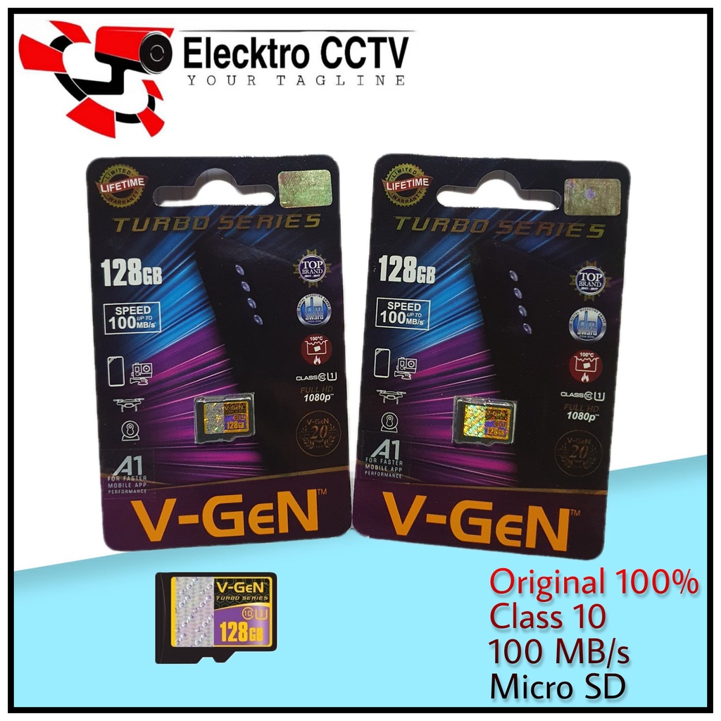 V-GEN Micro SD Vgen Class 10 8GB 16GB 32GB 64GB TURBO SERIES Class10 Memory Card ORIGINAL V-GEN