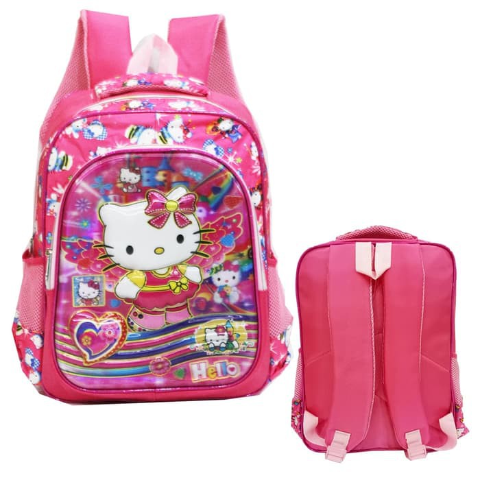 Tas Ransel SD Import Hello Kitty 5D Timbul Hologram Ukuran Sedang