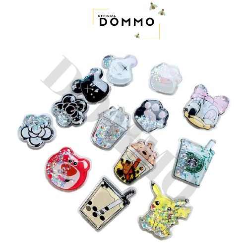 [IMPOR] DOMMO - D6016 POP SOCKET QUICKSAND GLITER DESAIN KARTUN CUTE PHONE HOLDER EXPANDING STAND