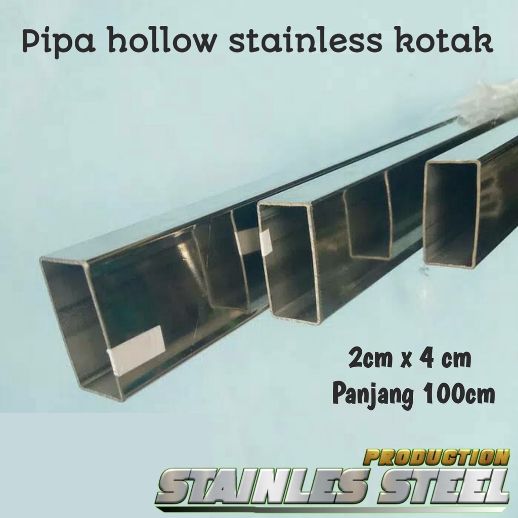 holow stenlis// pipa stenlis kotak 2cm x 4cm 100cm kaki meja dan kaki kursi rangka