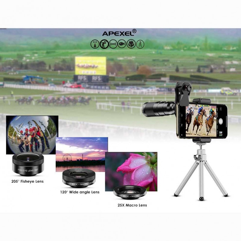 Lensa Tambahan Smartphone HP Tele Wide Macro Fisheye 22X105 Tripod