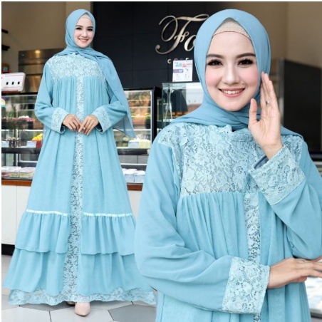 Baju Gamis Brukat Kondangan Elegan Gaun Busana Muslimah Lebaran Jumbo 2022 Penganjian Model Kekinian