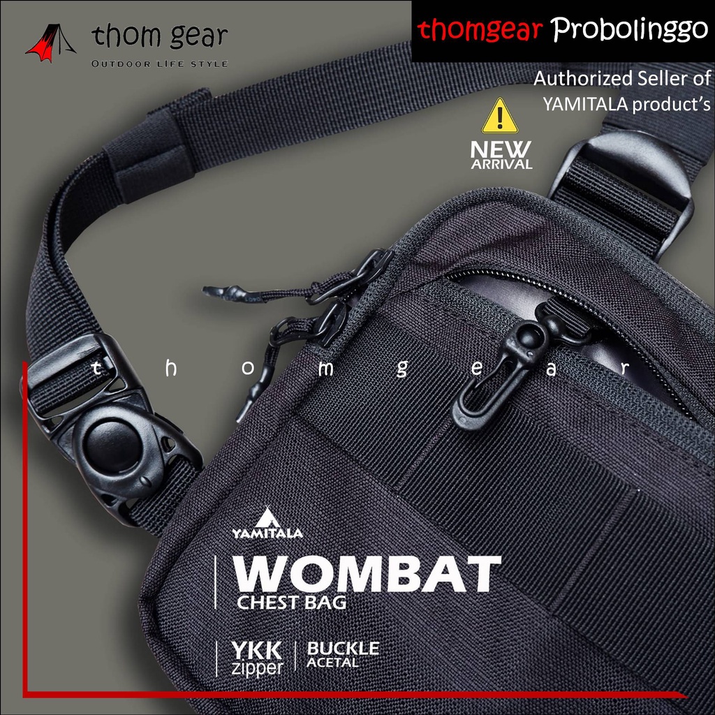 YAMITALA WOMBAT Tas Dada Chest Bag Chestbag Pria Wanita Tactical Riding Adventure Hitam Army Grey Yamitala Wombat Thomgear Kraksaan Probolinggo