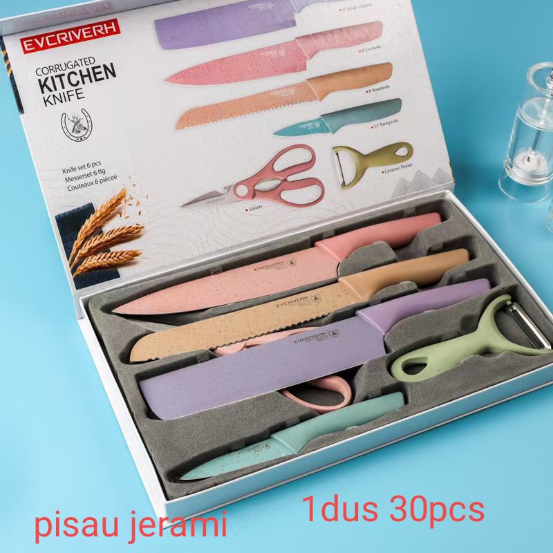 SENEN COD Kitchen Knife Set Stainless Steel / Pisau Dapur Set 6 in 1 Bahan Stainless Steel PREMIUM