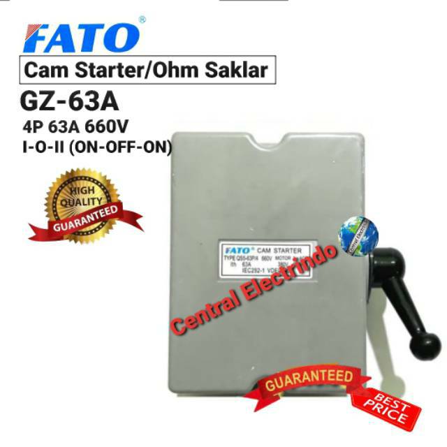 Cam Starter/Ohm Saklar FATO GZ-63A (13.000Watt) 4P I-0-II (ON-OFF-ON).