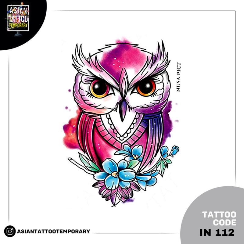 CUTE DESIGN Tatto temporary UNICORN OWL BURUNG HANTU TATO TEMPORER TATO KULIT ASIANTATTOOTEMPORARY