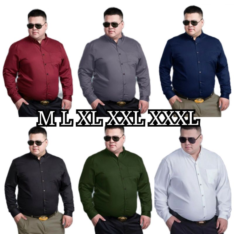 RFN Santa Ricci Kemeja Pria Jumbo XXL XXXL 2XL 3XL Polos Murah Hitam Navy Biru Putih Abu Tua Marun