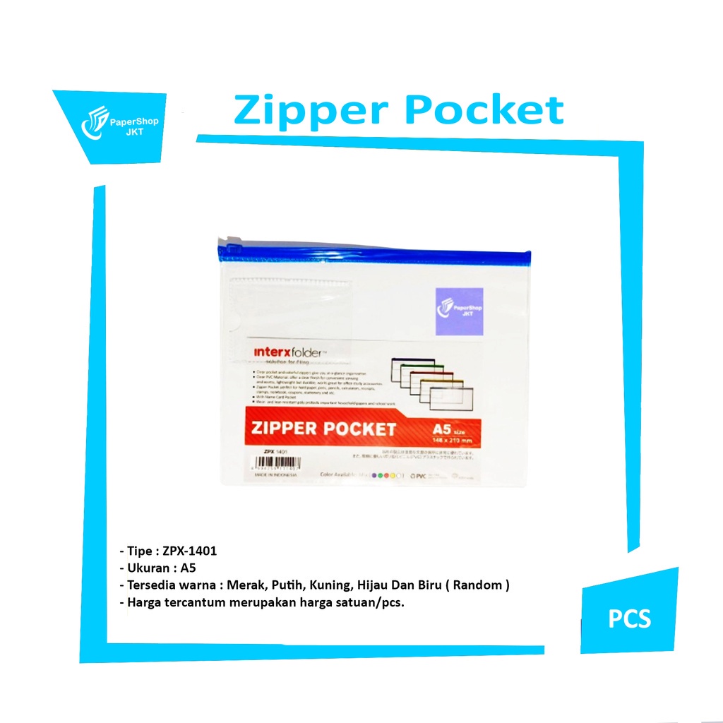 

INTERXFOLDER - Zipper Pocket A5 Transparant - ZPX 1401 - Pcs