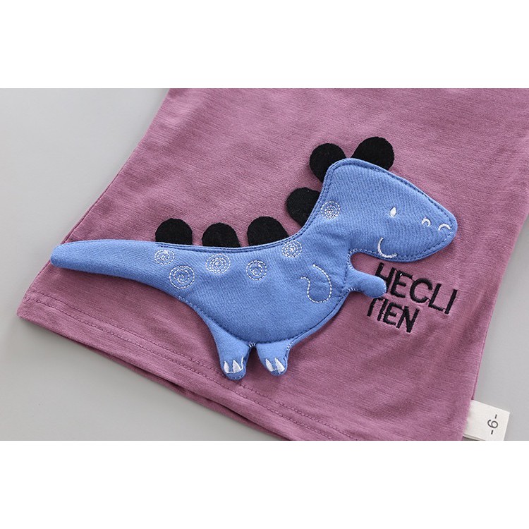 Setelan Kaos Anak Laki-Laki+Celana Pendek Motif 3D Dino/Panda